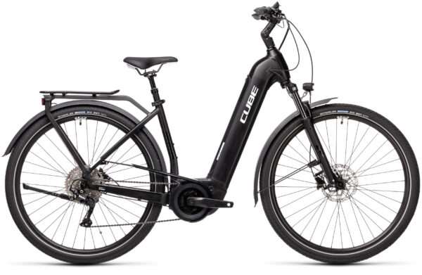 Cube Touring Hybrid Pro 500 Easy Entry Electric Hybrid Bike 2021 in Black White